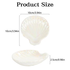 Dmnnlp Shell Jewelry Holder, Ceramic Trinket Tray, Decorative Tray Organizer For Rings, Necklaces, Earrings, Jewellery-White