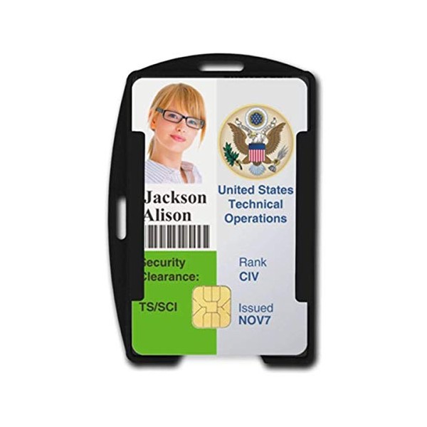 5 Pack - Black RFID Blocking ID Badge Holder (Holds