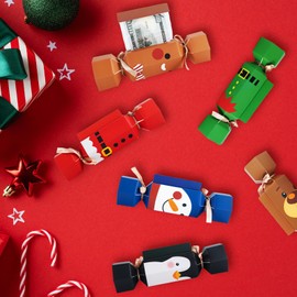 12 PCS Christmas Surprise Money Pull Pouch Money Holders Candy Shape Money Holder Gift Box with 120 PCS Transparent Bags Ways to Give Cash for Kids Adults (Classic)