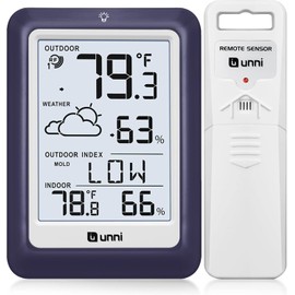 Refrigerator Thermometer with Mold Dew Heat Index, Digital Freezer Fridge Thermometer Battery Powered, Max Min Temperature Humidity Records 330ft and Backlight Display（PUR01）