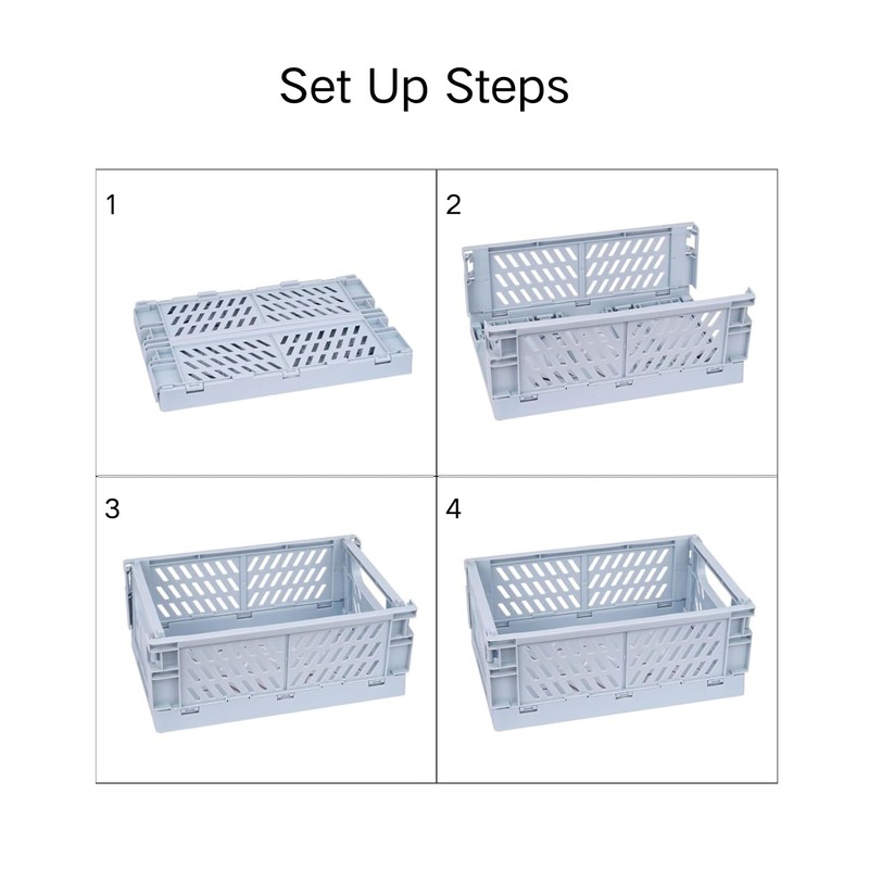 Mavolus 2 Pack Plastic Storage Collapsible Crate Organizer Basket Bin