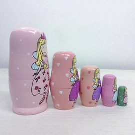 NUOBESTY Russian Nesting Dolls, Wooden Russian Dolls Stacking Nested Set,Handmade Toys for Toddlers,Kids Home Room Decoration 5Pcs