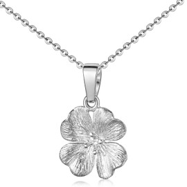MATERIA by Matthias Wagner Women's Clover Pendant Rhodium-Plated 925 Silver with Chain, Sterling Silver