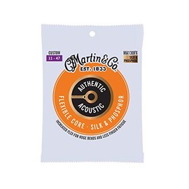 Martin Auténticas cuerdas de guitarra acústica, núcleo flexible MA130FX 92/8 bronce fósforo