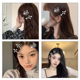 Cross Hair Clips for Girls Halloween Goth Spider Hair Accessories for Cosplay Party Y2K Gothic Cross Hair Barrettes for Teens Women Spider Hair Clips Hairpins Punk Halloween Skull Vampire Costumes
