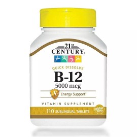 21st Century Vitamin B12 5000mcg Tablet High Potency Supplement 110 Count 02/25