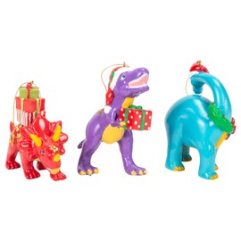 Kurt S. Adler Dinosaur Red, Blue, and Purple 4.5 Inch Hanging Ornament Set of 3
