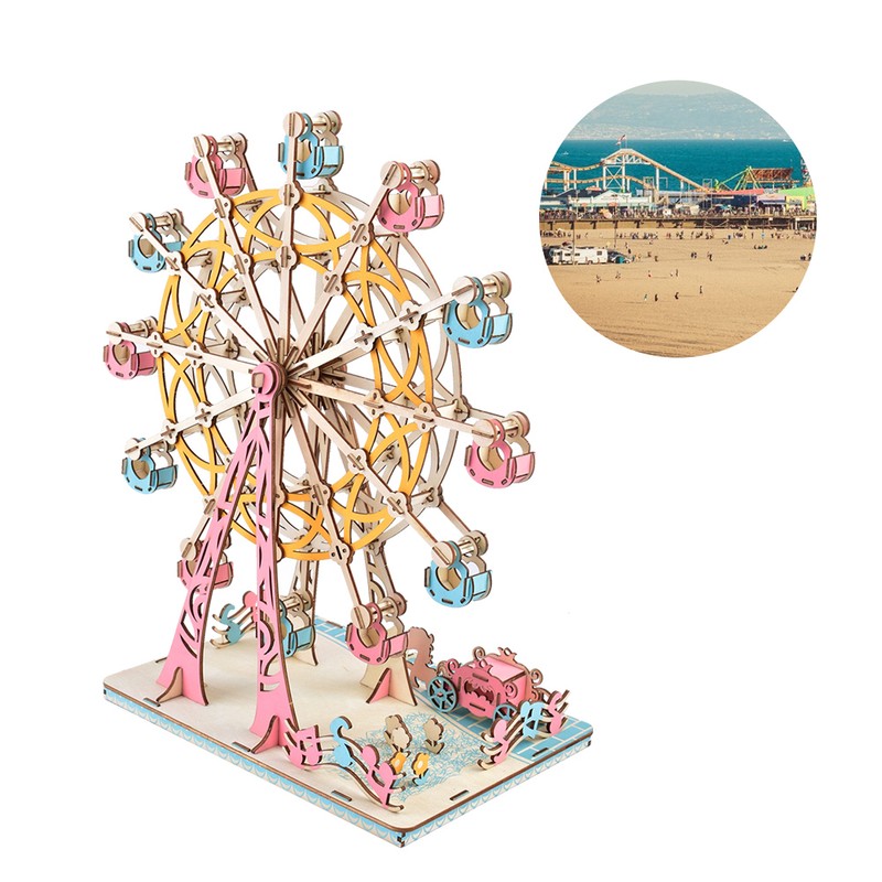3D Cartoon Wooden Jigsaw Ferris Wheel Puzzle Toy for Kid
