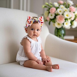 LemonSpce Handmade Baby Head wrap with Bows Stretchy Soft Infant Comfortable Baby Bow for Newborn girls and boys,Toddler-Trendy Designs,Butterfly Printed Hair Accessories
