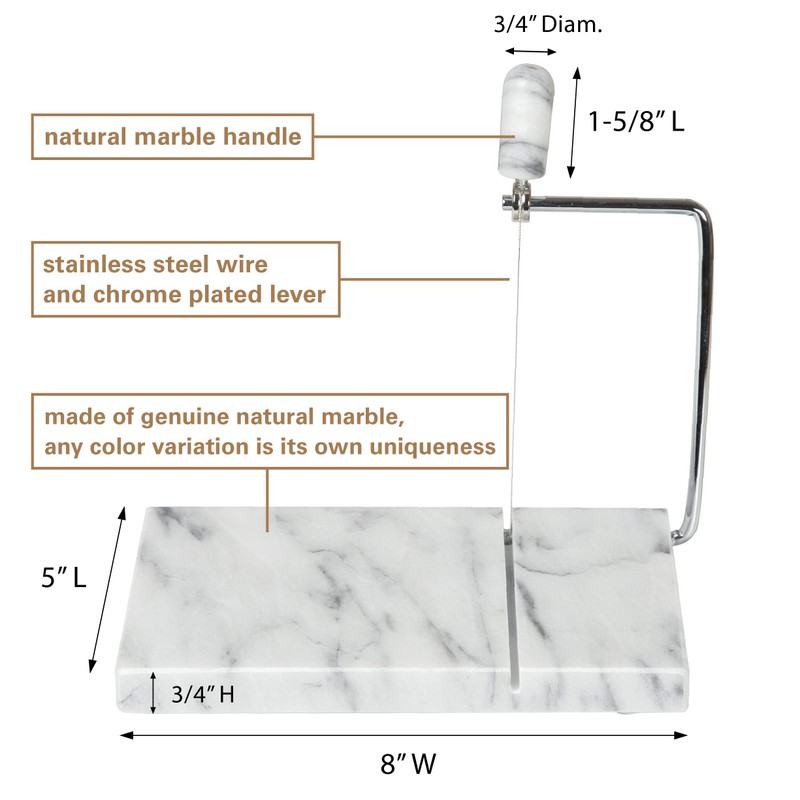 Creative Home Natural Marble Slicer Cheese, Butter Cutter with Replacement