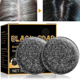 2 Piezas Jabón Cubierto de Negro, Cabello Gris Cubierto, Cabello Suave, Champú Para el Cuidado del Cabello, Champú Oscuro para el Cabello, Jabón Universal para Hombres y Mujeres