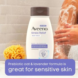 Kenvue Aveeno Stress Relief Body Wash  Oat & Lavender Scent for Sensitive 18 Fl. Oz