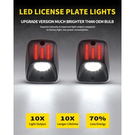 Asgohme White LED License Plate Lights with Red OLED Neon Tube Tag Lamp Assembly Replacement Compatible with Toyota 1995-2004 Tacoma Pickup Truck, Pack of 2