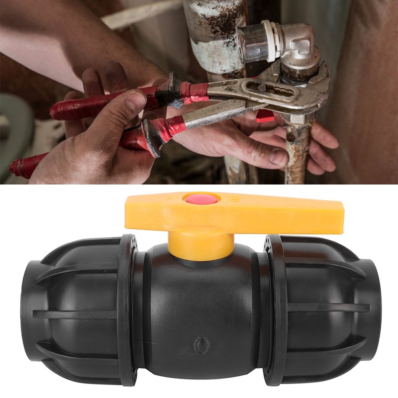 PE Plastic 50mm Diameter Ball Valve Connector Water Pipe Fitting