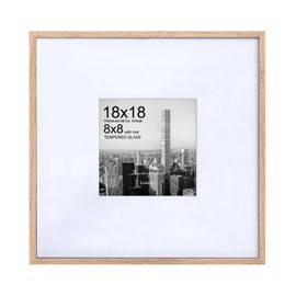 Boarding 18x18 Natural Poster Frame,8x8 Mat,Premium Metal,Tempered glass