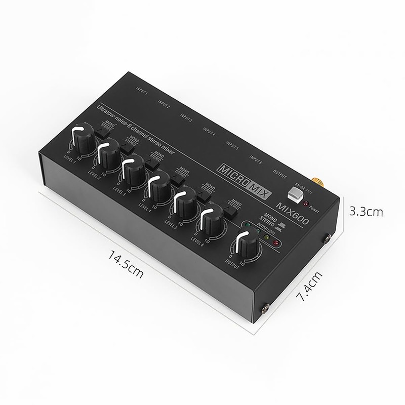Sound Mixer Ultra Compact Metal Low Noise 6 Channel Stereo