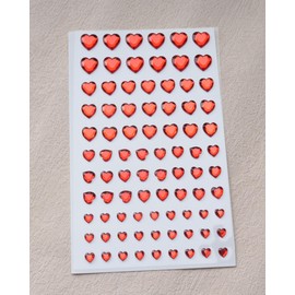 Ruwado 3 Sheets Acrylic Heart Rhinestone Stickers Multi Size Self Adhesive Crystal Gems Stickers for DIY Crafting Nail Art Project Makeup Face Jewelry Making (Red)