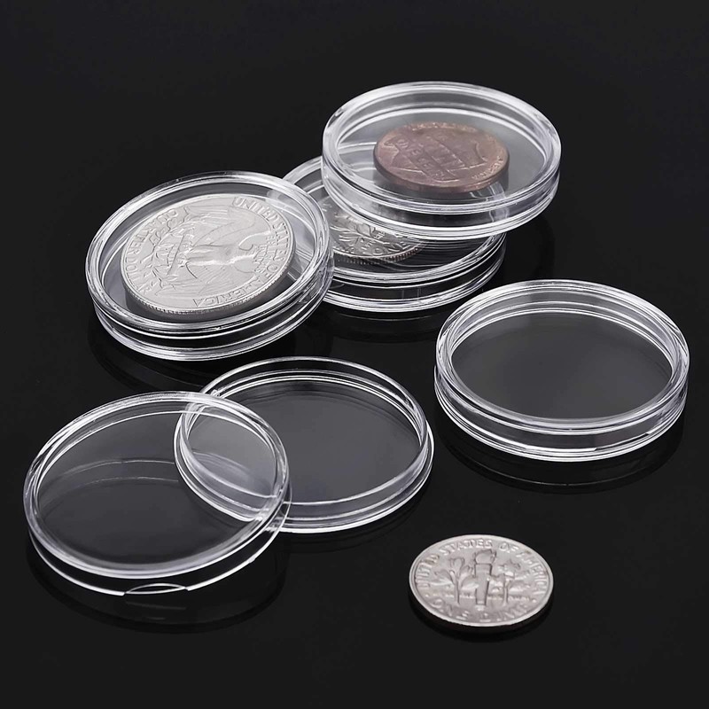 Hicarer 25mm Coin Holder Capsules Clear Round Plastic Coin Container