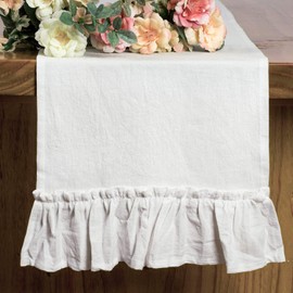 Letjolt Cotton Shabby Chic Table Runner Farmhouse Table Runner White Table Runner 12x108 Inches Rustic Table Ornaments, White