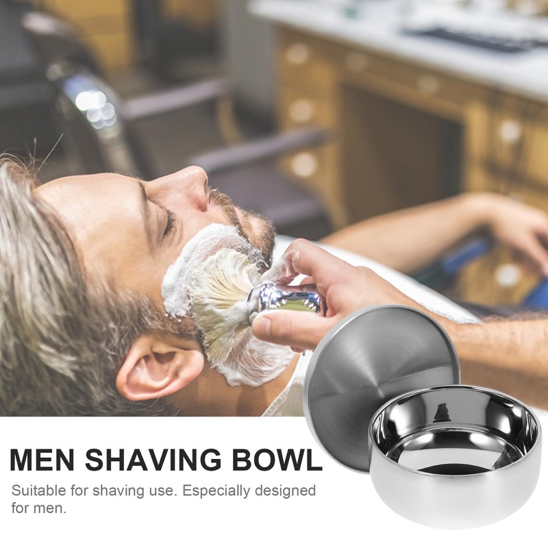 Milisten Stainless Steel Shaving Soap Cream Bowl with Lid Shaving