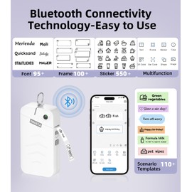 ORGSTA S001 Label Maker Machine with Tape, Portable Bluetooth Label Maker for Home and Office Organization, Thermal Label Printer Mini Sticker Maker with Multiple Templates, White