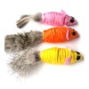 Sisal Mouse Cat Toy Rabbit Fur Tail - 3 pk