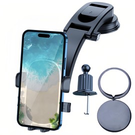 ANDOKE In-Car Holder, Super Strong Vacuum Suction Cups, Smartphone Stand, Dashboard/Windshield, Compatible with All Models of Cars, One Hand Operation, Free Adjustment, Easy Installation, Stability,