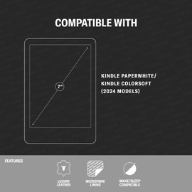 TORRO Case Compatible with Kindle Paperwhite & Colorsoft Signature Edition (7") Premium Leather Case Navy Blue