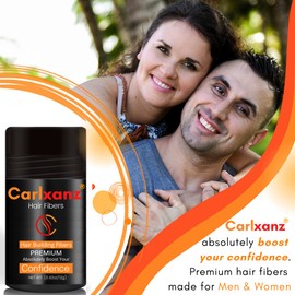 Carlxanz Keratin Hair Thickening Fibers Powder Grey 12g To Cover Up Thinning Hair, Bald Spots & Conceal Hair Loss Instantly To Thicker, Fuller Looking Hair for Men & Women with Advanced Electrostatic