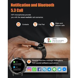 TIMU Smartwatch Herren, 1.45" HD Smart Watch Herren mit Anrufe tätigen/Empfangen, 114+Sportmodi Fitnessuhr mit （Phantom schwarz）