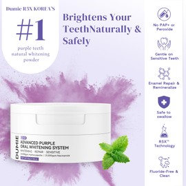 Teeth Whitening Powder, Remineralizing Hydroxyapatite Tooth Powder with Niacinamide,R5X Purple Color Corrector for Instant Brightening, Enamel Repair & Long-Lasting Natural White-30g