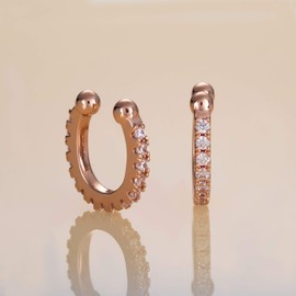 namana Ear Cuffs for Women, Stylish Cuff Earrings with Cubic Zirconia Gemstones, One Pair of Fake Earrings for Women, Teens, Girls Without Pierced Ears in Jewellery Bag, Cubic Zirconia, Cubic Zirconia