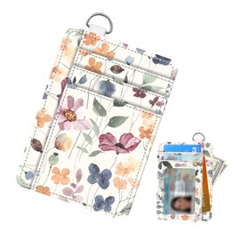 AIOGPD Cute Wallet Women, Funny RFID Credit Card Holder Slim Wallet, Front Pocket PU Leather Card Holder Travel for Men Women Watercolor Boho Floral