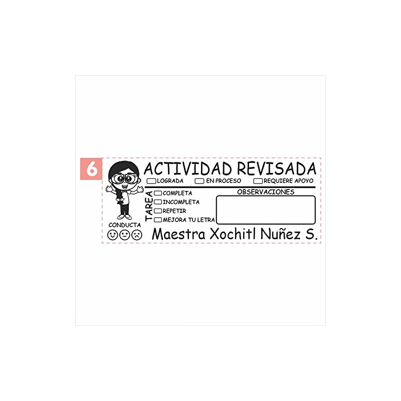 Sello para Maestras 2.3x5.9cm. Personaliza a tu gusto, elije formato