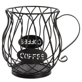 ZEAYEA Coffee Pod Holder, Coffee Capsule Basket for Counter Table Bar, Metal Espresso Pod Keeper Storage for Home Cafe Hotel, Black