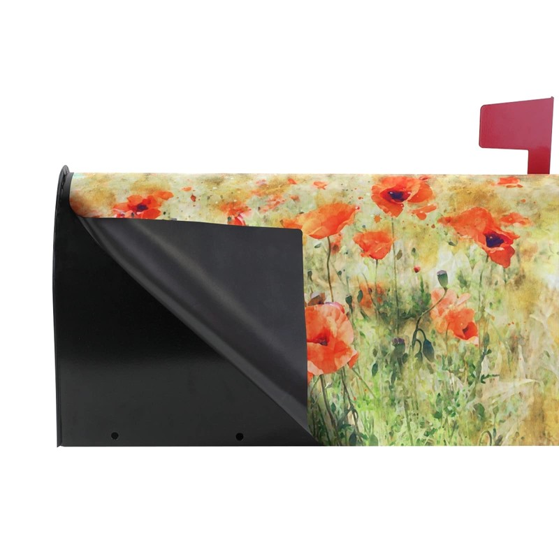 ALAZA Poppy Flowers Magnetic Mailbox Cover MailWraps Garden Yard Home