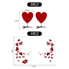 1 Piece Of Heart-Shaped Face Patch, 2 Piece Hairpins, Creative Decor For Women, Shiny Face Makeup For Performance Party, Masquerade Carnival Accessories.