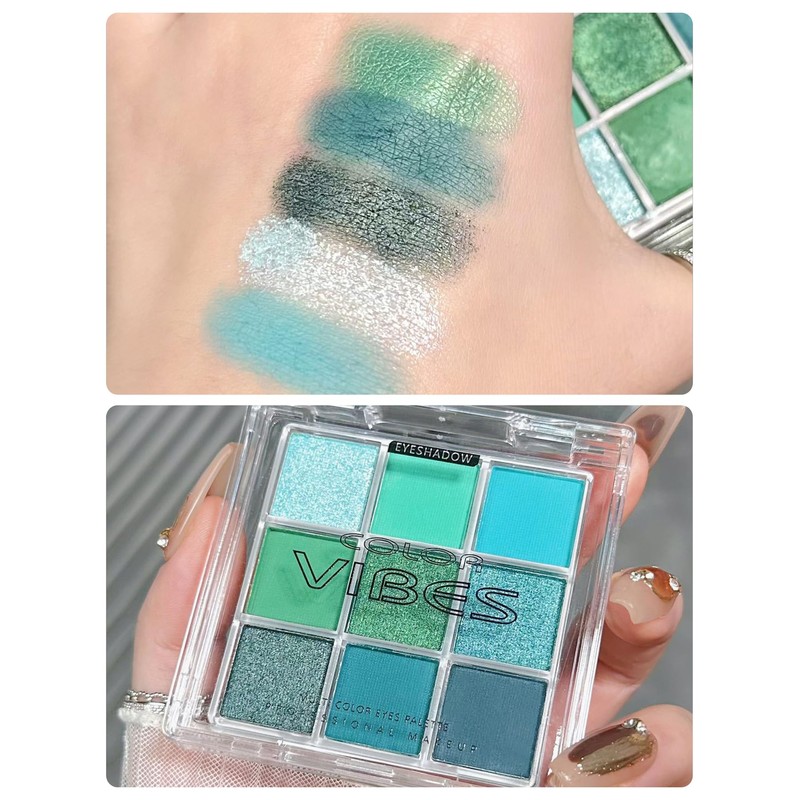happykau Eyeshadow Palette, 9 Colors, Eyeshadow Cosmetics, Eye Makeup, Glitter,