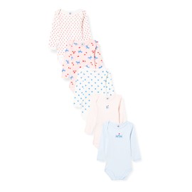 Petit Bateau Baby Girls' Striped Bodysuit with Long Sleeves (Pack of 5), Version 1, 3 Years, Variant 1