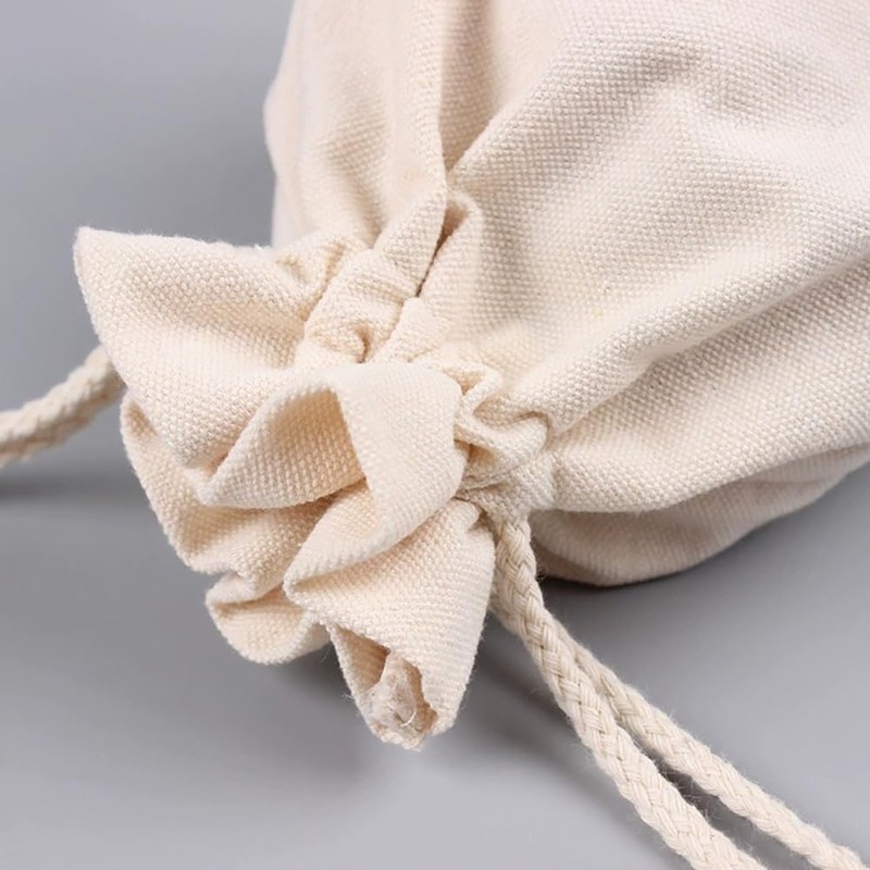 2 Pcs 40 x 30cm Drawstring Linen Bags Muslin Fabric