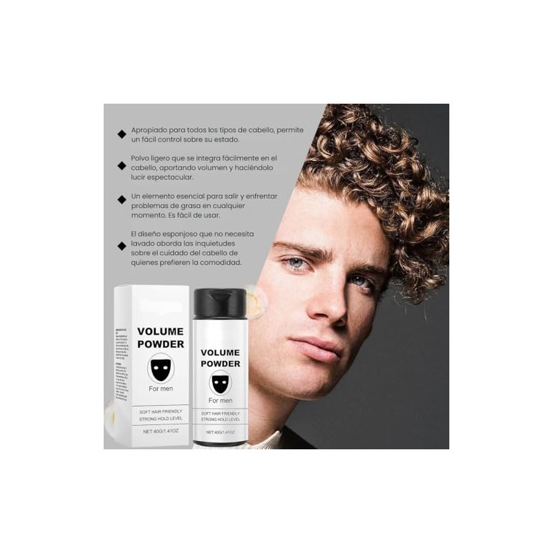 Polvo Voluminizador Cabello Hombres Peinado Polvo Absorbente Grasa Capilar Peinado