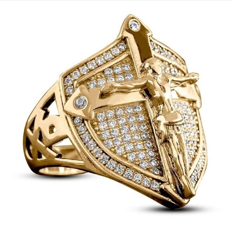 PikaLF Christian Jesus Cross Ring for Men, Crucifix Ring, Medieval
