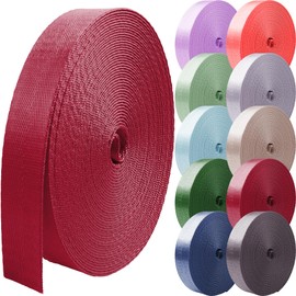 Grosun Nylon Webbing 1 inch 1.5 inch 2 inch Nylon Strap Backpack Straps Nylon Belt, 10 25 50 3.3 Yards Webbing (Burgundy, 1.5 Inches x 3.3 Yards)