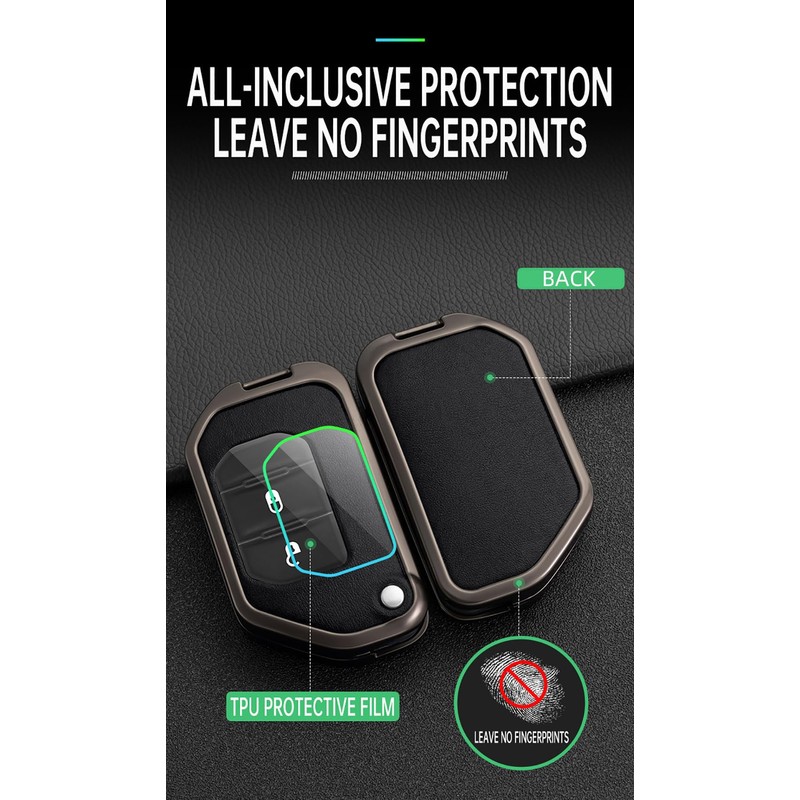 ontto Flip Folding Key Fob Cover Compatible with Jeep Wrangler