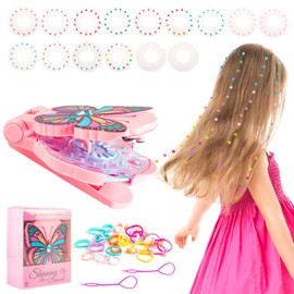 Girls Hair Bedazzler Kit Hair Gem Stamper with 225 Rhinestones 24 Hairbands, Hair Jewel Stamper Gem Stapler Hair Decorations Girls Toys Gifts for Christmas Girls Birthday Presents Birthday Gifts