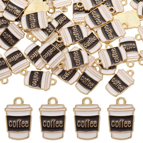 SUNNYCLUE 1 Box 80Pcs Coffee Charms Bulk Mini Coffee Cup