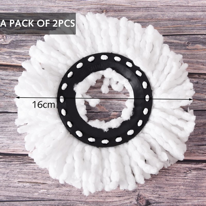 Mop Head for 360° Rotating Round Magic Mop, 2 Pack