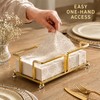 Guest Hand Towel Holder for Bathroom,Rectangle Napkin Tray,Gold