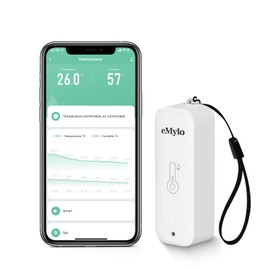 eMylo WiFi Thermometer Hygrometer Indoor IP65 Waterproof White Pack of 1