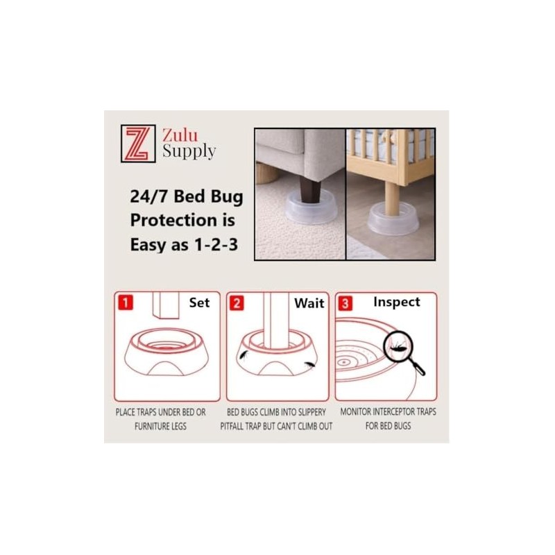 Bed Bug Interceptor Traps – Clear 4-Pack Passive Monitor &